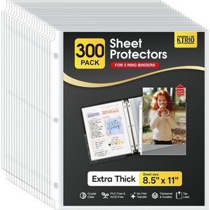 image:imageKTRIO Heavyduty Sheet Protectors 85 x 11 inch Clear Page Protector for 3 Ring Binder Plastic Sleeves for Binders Top Loading Paper Sheets Document Sleeve Letter Size Office amp Home 300 Pack300 pack