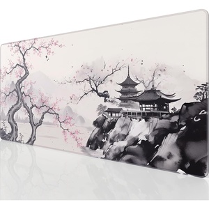 image:imageKTRIO Large Gaming Mouse Pad Desk Mat for Gamer 315 x 157 Black XXL  Extended Size Design Superior MicroWeave Cloth NonSlip Rubber Base Durable Stitched Edges WaterResistant CoatingZen Sakura