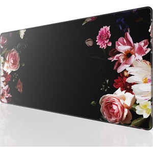 image:imageKTRIO Large Gaming Mouse Pad Desk Mat for Gamer 315 x 157 Black XXL  Extended Size Design Superior MicroWeave Cloth NonSlip Rubber Base Durable Stitched Edges WaterResistant CoatingPeony Flower