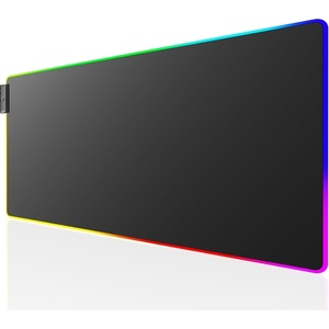 image:imageKTRIO Large Gaming Mouse Pad Desk Mat for Gamer 315 x 157 Black XXL  Extended Size Design Superior MicroWeave Cloth NonSlip Rubber Base Durable Stitched Edges WaterResistant CoatingRGB Black