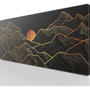 image:imageKTRIO Large Gaming Mouse Pad Desk Mat for Gamer 315 x 157 Black XXL  Extended Size Design Superior MicroWeave Cloth NonSlip Rubber Base Durable Stitched Edges WaterResistant CoatingBright Rise