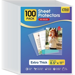 image:imageKTRIO No Holes Sheet Protectors 85 x 11 50 Pack Heavy Duty Paper Sleeves  NonPunched Page Protectors AcidFree Extra Thick Plastic Sleeves Letter Size Top Loading for Documents and Filing100