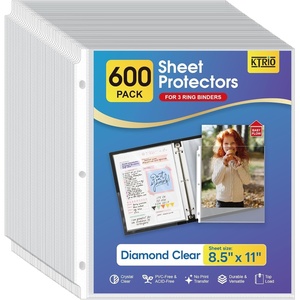 image:imageKTRIO Non Glare Sheet Protectors for 3 Ring Binder 100 Pack 85 x 11 inch  Reduce Glare Clear Page Protectors Letter Size Plastic Paper Sleeves AcidFree Top Loading Business Office School Supplies600 Pack