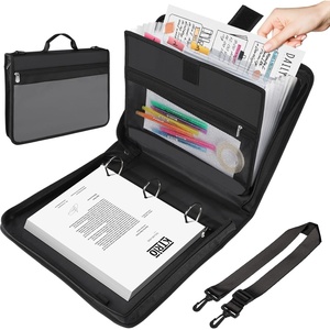 image:imageKTRIO Zipper BinderZipper File Organizer 3 Ring with Handle and Shoulder Strap 300 Sheet Capacity 12 Tabs Binder with Zipper MultiPocket Organizer for School StudentsBlack and Grey