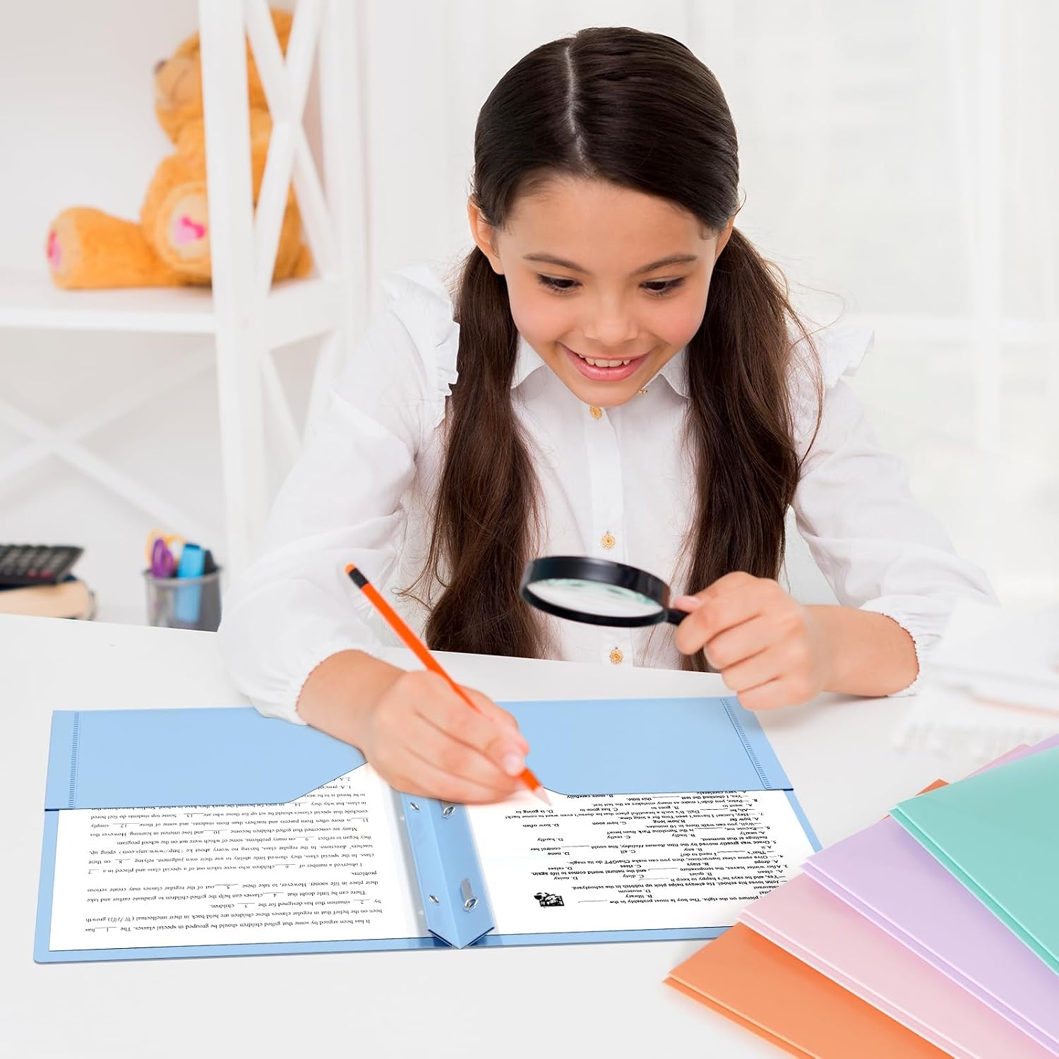 image:imageKTRIO 10 Pack Plastic Pocket Folders 3 Prong Letter Size 5 Pastel Colors 3 Prong Fasteners 2 Pocket Storage Business Card Slot WaterResistant PP School Office UsePastel Colors