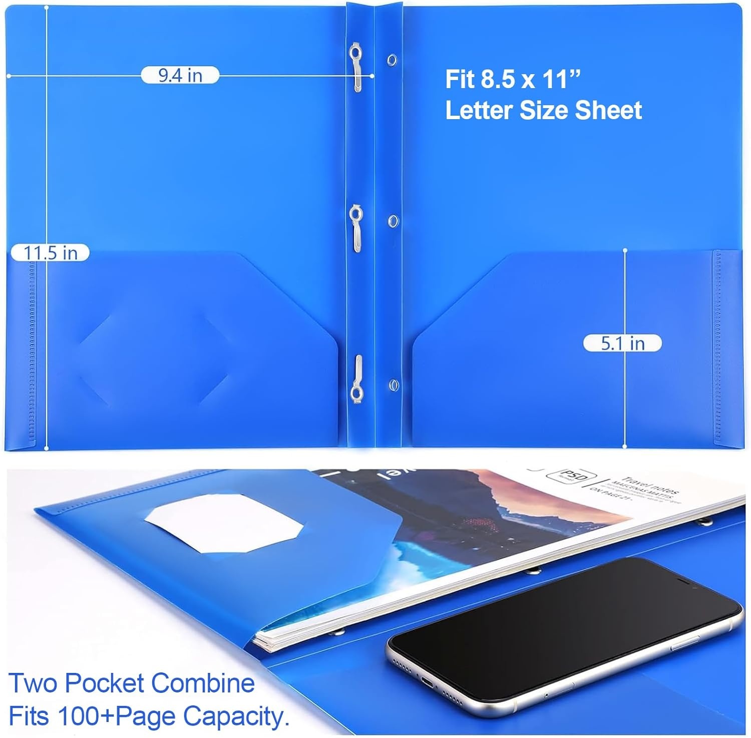 image:imageKTRIO 10 Pack Plastic Pocket Folders 3 Prong Letter Size 5 Pastel Colors 3 Prong Fasteners 2 Pocket Storage Business Card Slot WaterResistant PP School Office UseVibrant Colors
