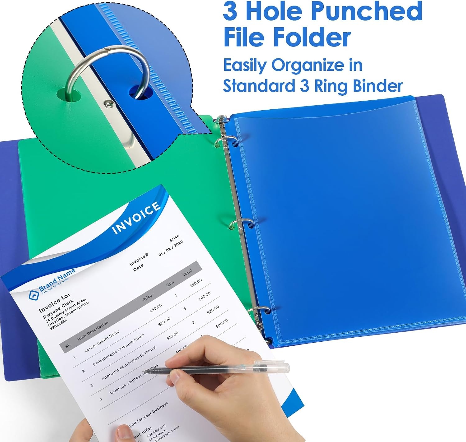 image:imageKTRIO 16 Pack 2 Pocket 3 Prong Folders Clear Front Pocket 4 Colors Letter Size Fit WaterResistant PP Business Card Slot 2 Pocket Storage School Office Use16 Pack