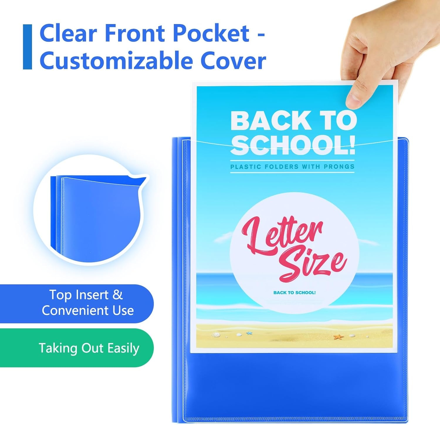 image:imageKTRIO 16 Pack 2 Pocket 3 Prong Folders Clear Front Pocket 4 Colors Letter Size Fit WaterResistant PP Business Card Slot 2 Pocket Storage School Office Use16 Pack