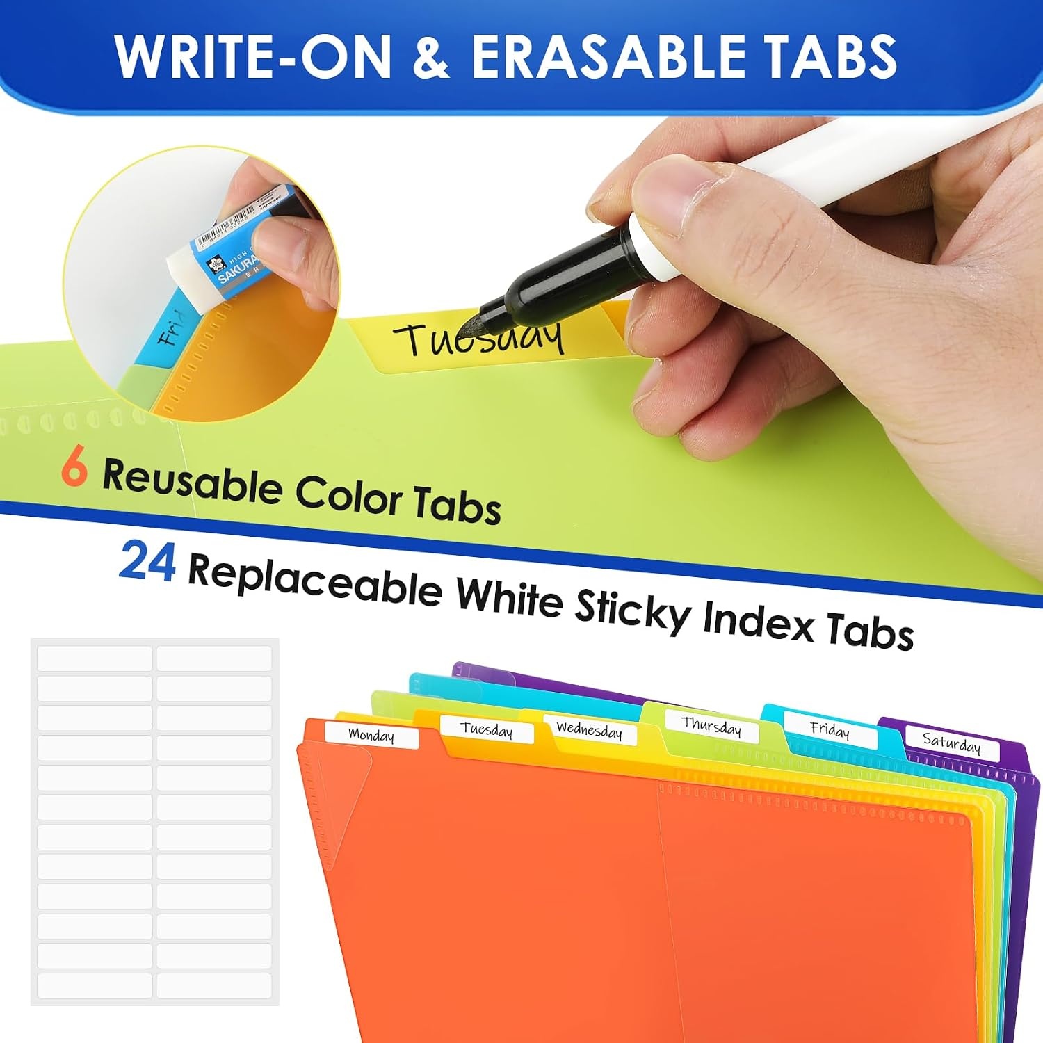 image:imageKTRIO 24 Pocket Project Organizer Letter Size Spiral Binder Black 24 Pocket Storage Letter Size Fit WaterResistant Poly Zip Pouch Included Writable Color TabsBlue