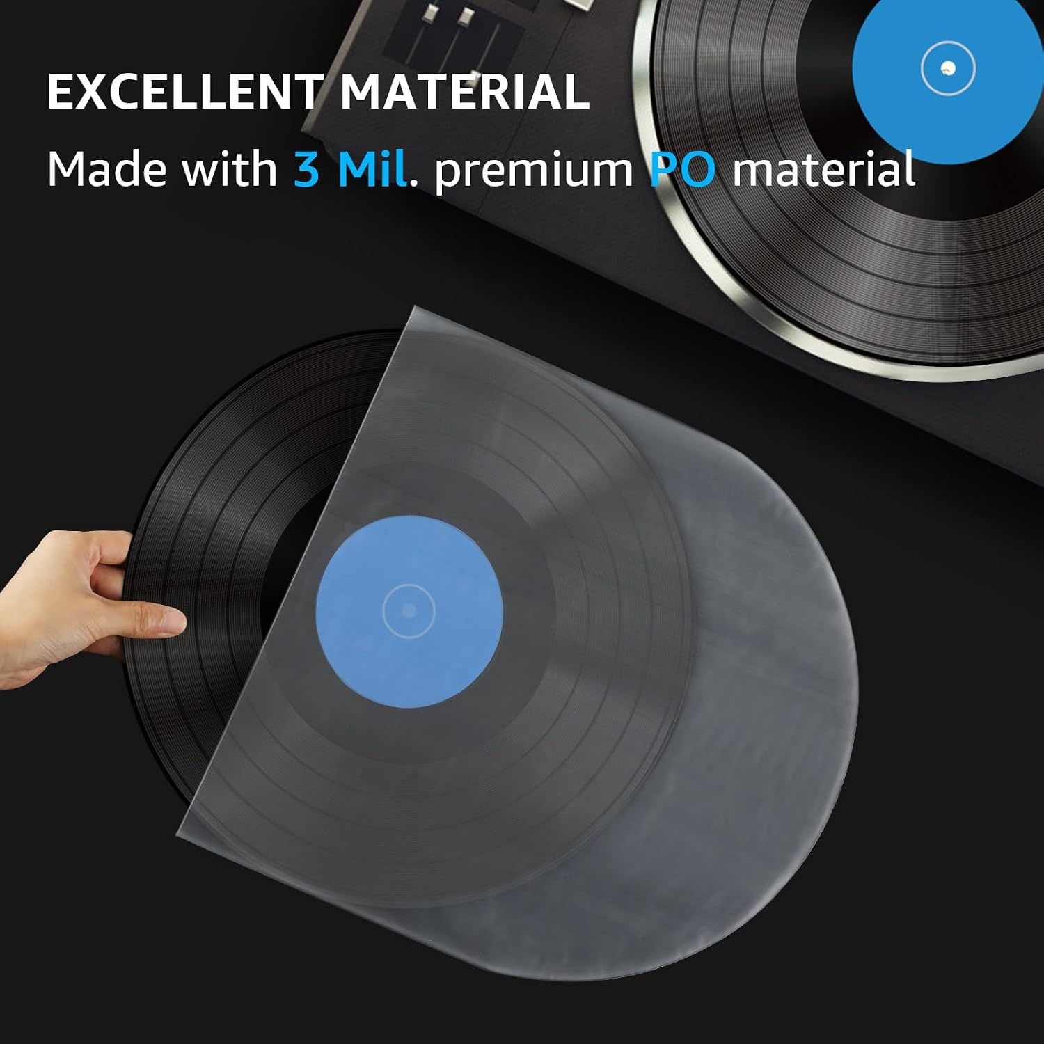 image:imageKTRIO 50 Pcs Vinyl Record Inner Sleeves 33RPM 12 Album Covers Anti Static Round Bottom LP Inner Sleeves for Vinyl Records