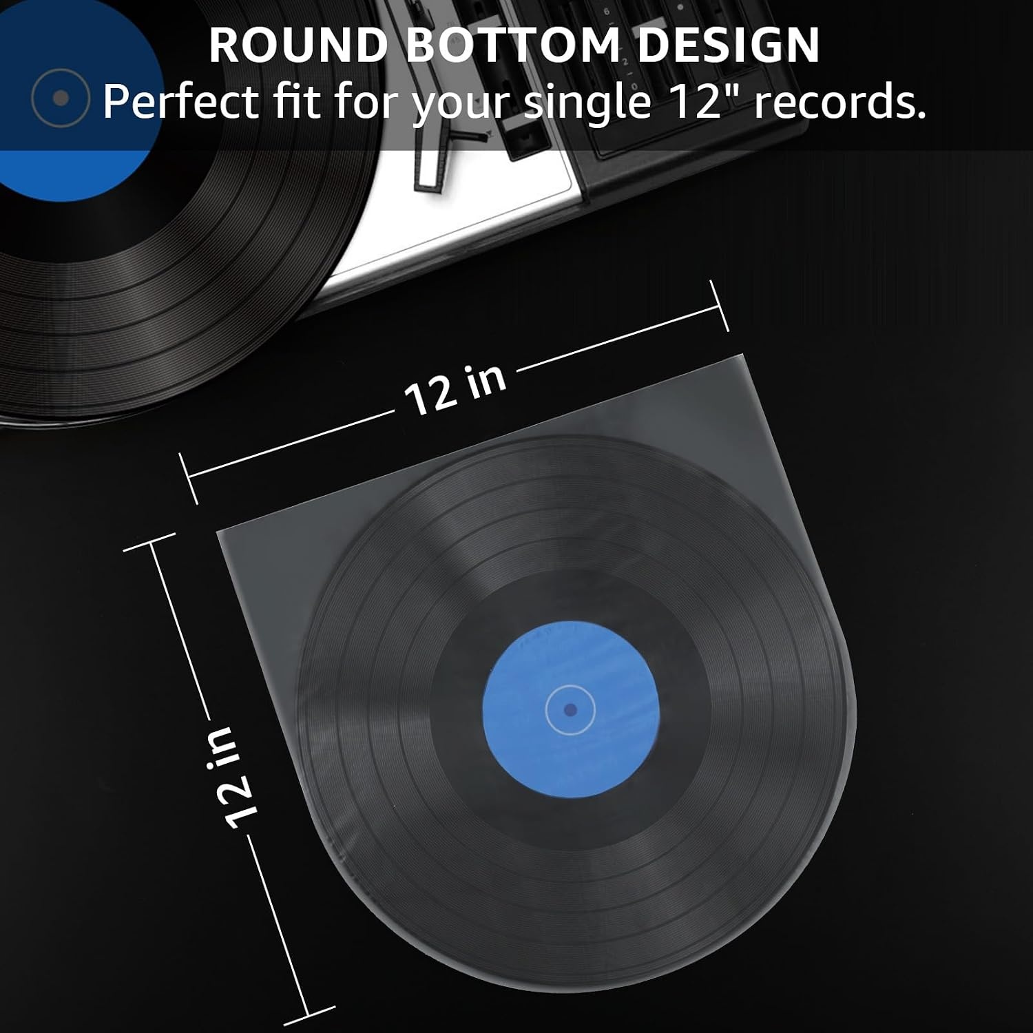 image:imageKTRIO 50 Pcs Vinyl Record Inner Sleeves 33RPM 12 Album Covers Anti Static Round Bottom LP Inner Sleeves for Vinyl Records