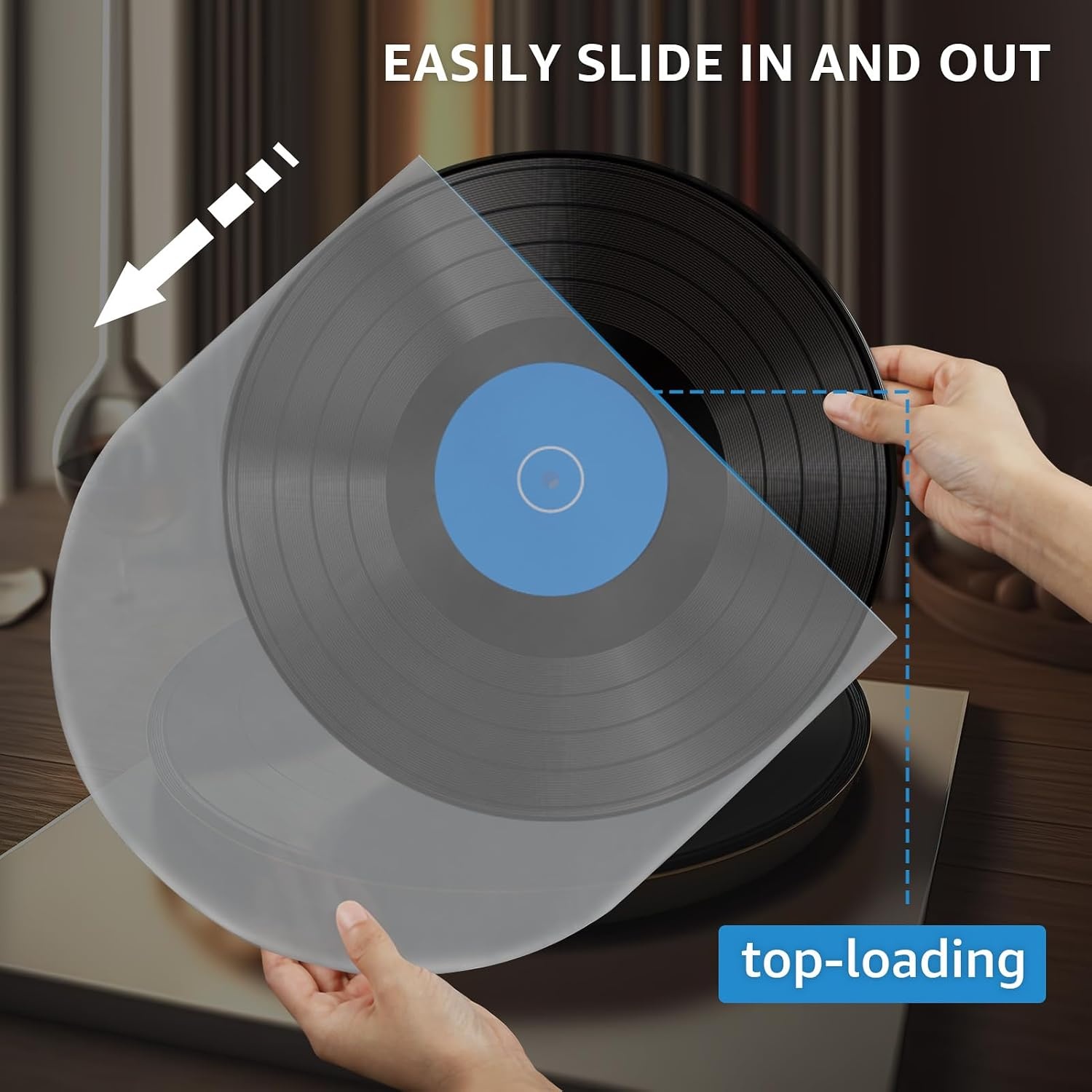image:imageKTRIO 50 Pcs Vinyl Record Inner Sleeves 33RPM 12 Album Covers Anti Static Round Bottom LP Inner Sleeves for Vinyl Records