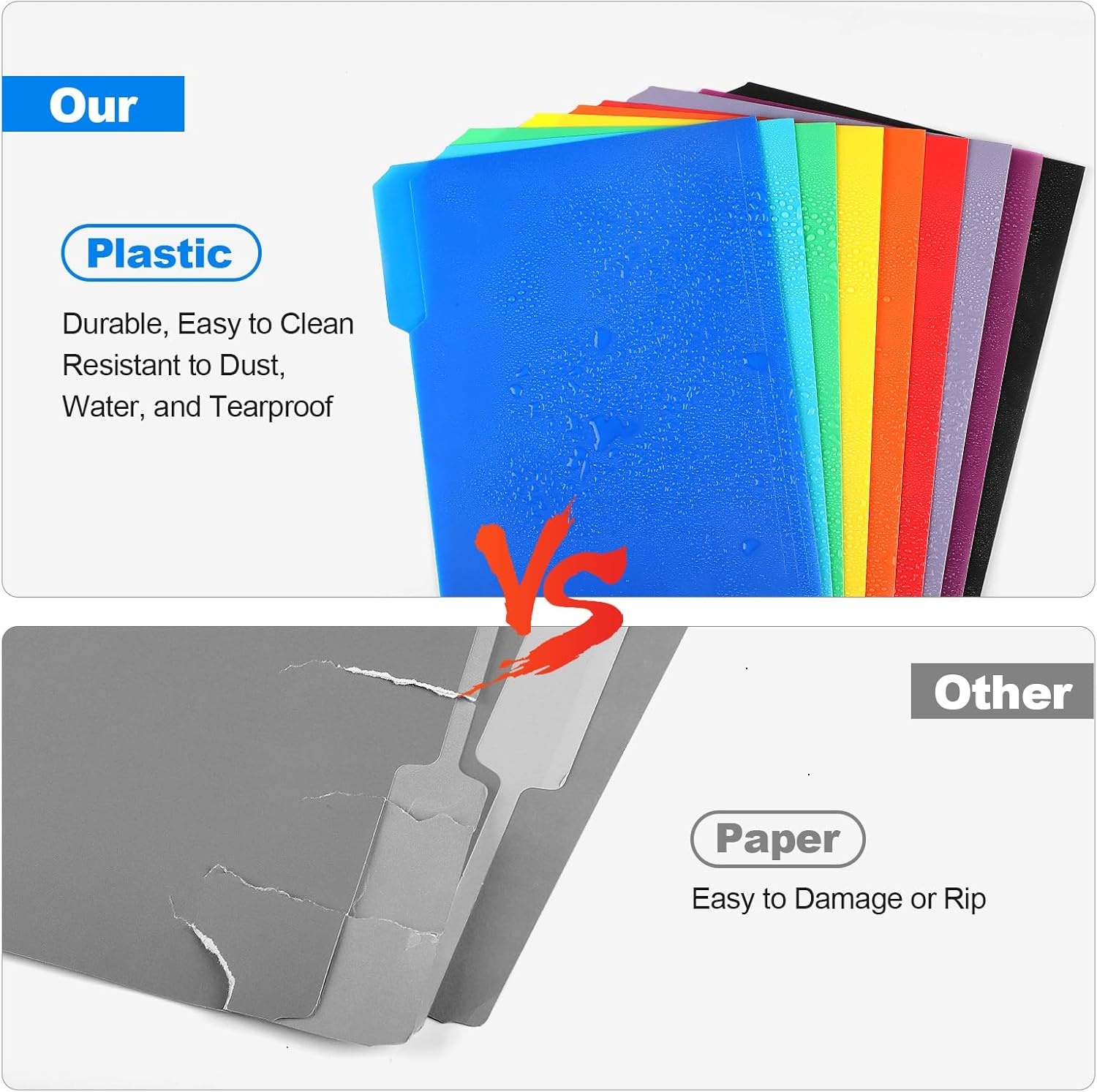 image:imageKTRIO 6 Pack Plastic File Folders Letter Size 13Cut Tabs Bright Colors WaterResistant PP Expandable 150 Pages Reusable 13Cut Tabs Letter Size Fit Vibrant Color CodingVibrant Colors