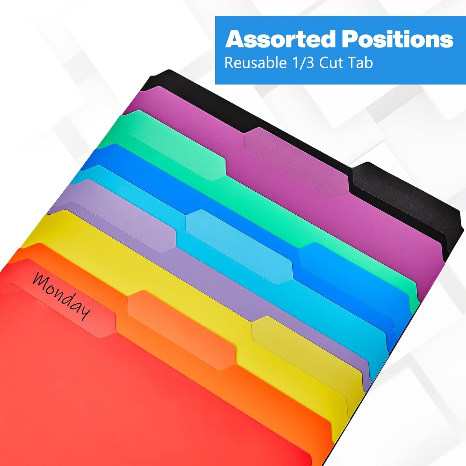 image:imageKTRIO 6 Pack Plastic File Folders Letter Size 13Cut Tabs Bright Colors WaterResistant PP Expandable 150 Pages Reusable 13Cut Tabs Letter Size Fit Vibrant Color CodingVibrant Colors