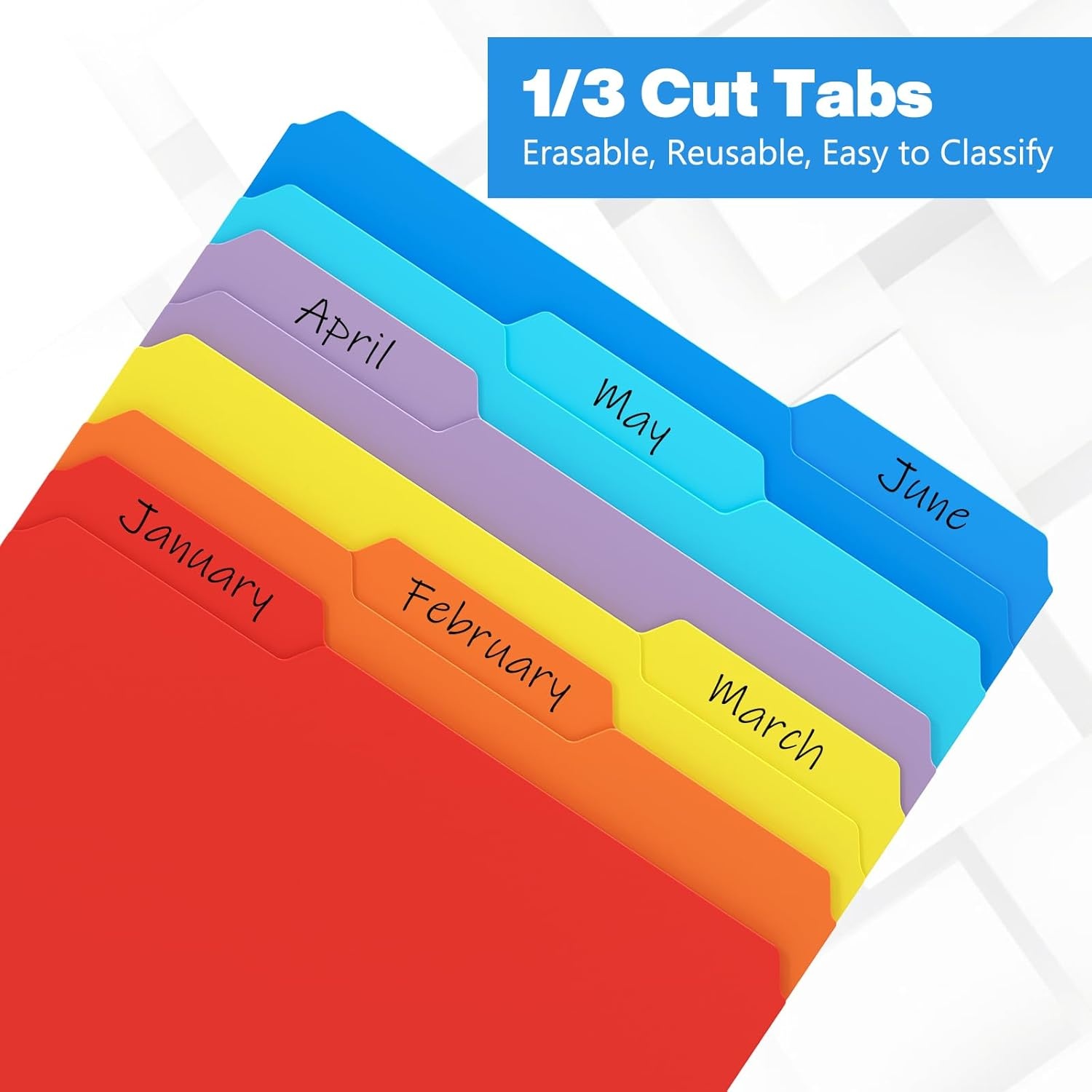 image:imageKTRIO 6 Pack Plastic File Folders Letter Size 13Cut Tabs Bright Colors WaterResistant PP Expandable 150 Pages Reusable 13Cut Tabs Letter Size Fit Vibrant Color CodingVibrant Colors
