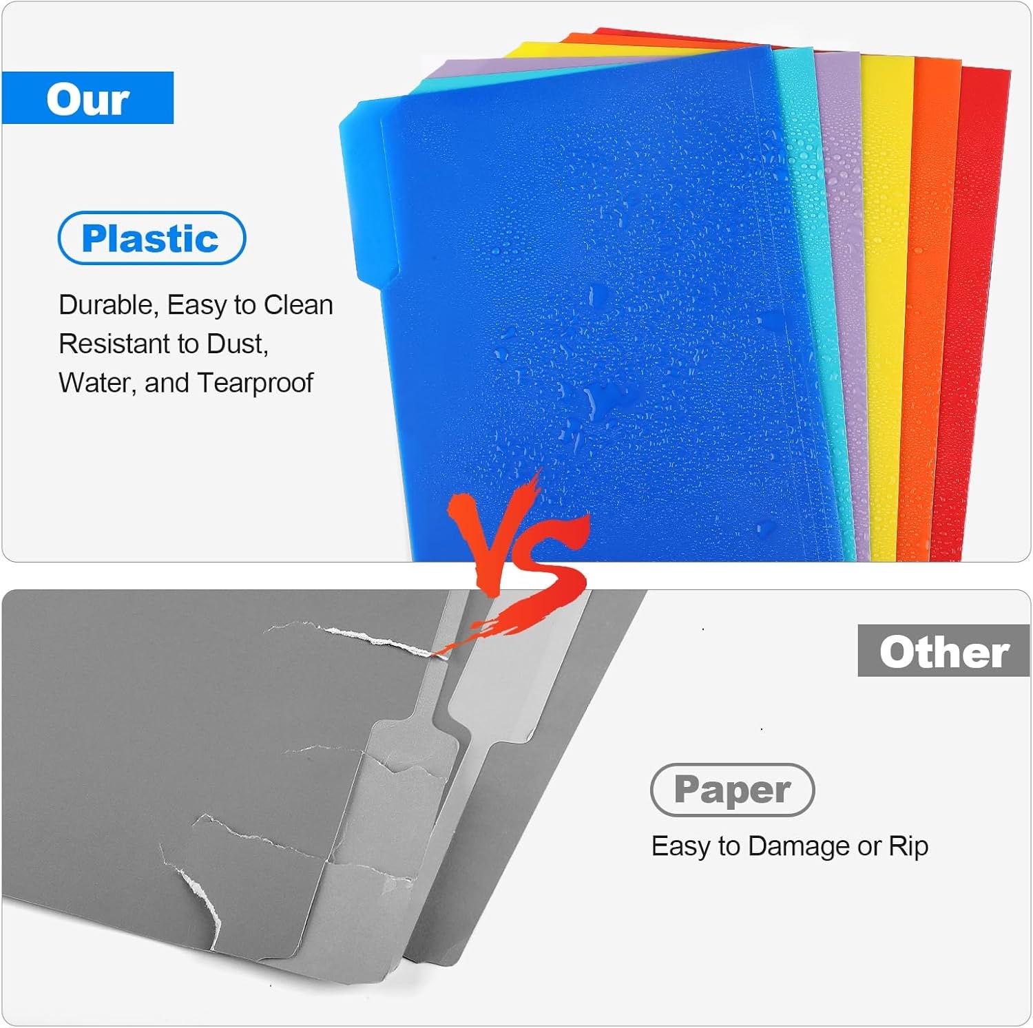 image:imageKTRIO 6 Pack Plastic File Folders Letter Size 13Cut Tabs Bright Colors WaterResistant PP Expandable 150 Pages Reusable 13Cut Tabs Letter Size Fit Vibrant Color CodingVibrant Colors