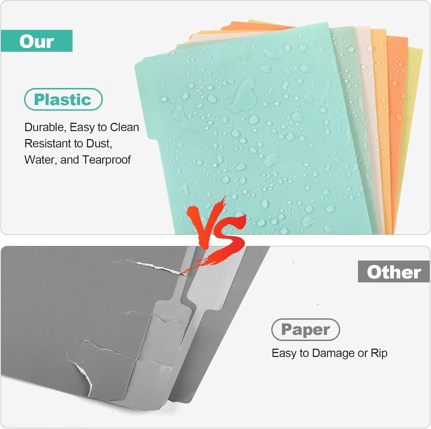 image:imageKTRIO 6 Pack Plastic File Folders Letter Size 13Cut Tabs Bright Colors WaterResistant PP Expandable 150 Pages Reusable 13Cut Tabs Letter Size Fit Vibrant Color CodingPastel Colors
