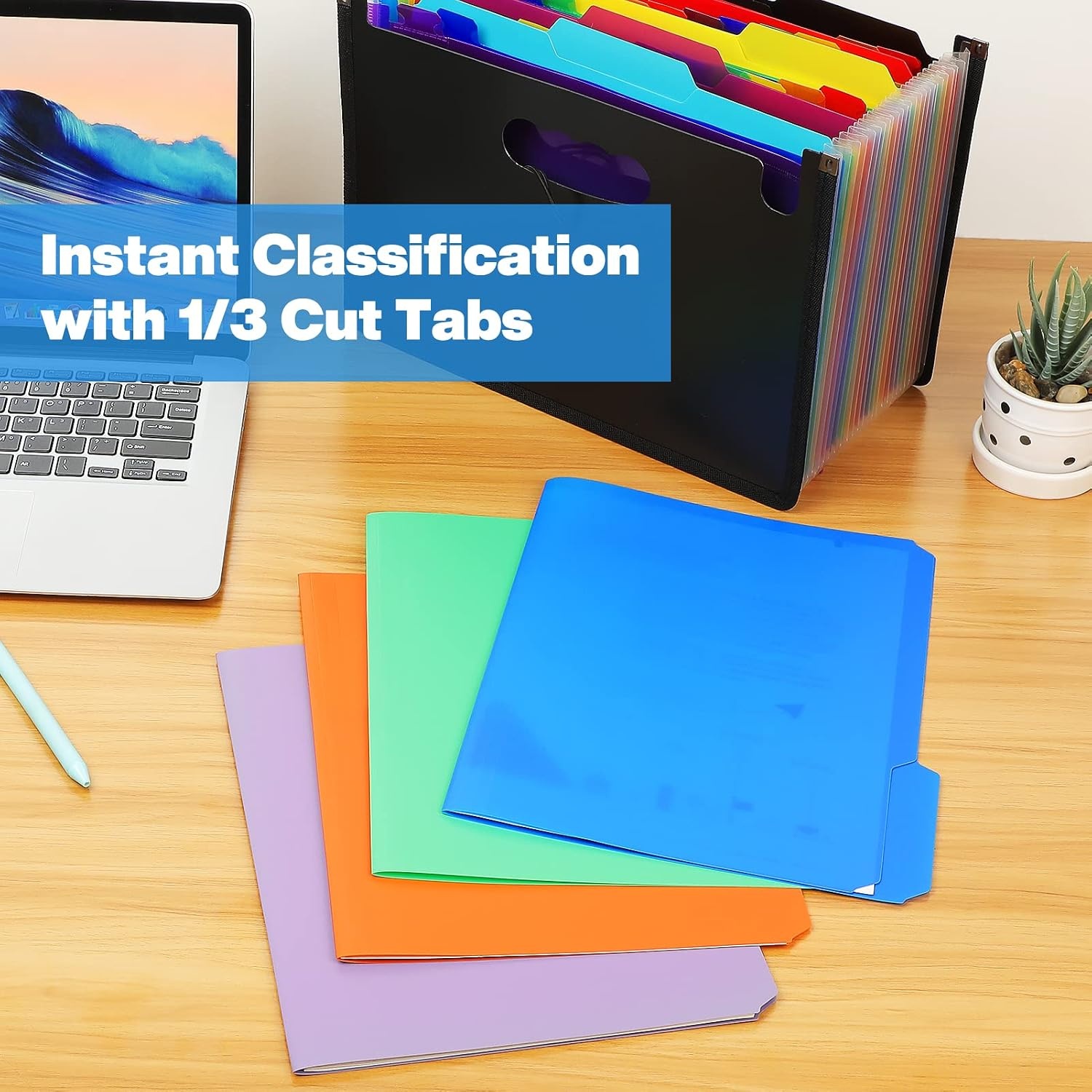 image:imageKTRIO 6 Pack Plastic File Folders Letter Size 13Cut Tabs Bright Colors WaterResistant PP Expandable 150 Pages Reusable 13Cut Tabs Letter Size Fit Vibrant Color CodingVibrant Colors