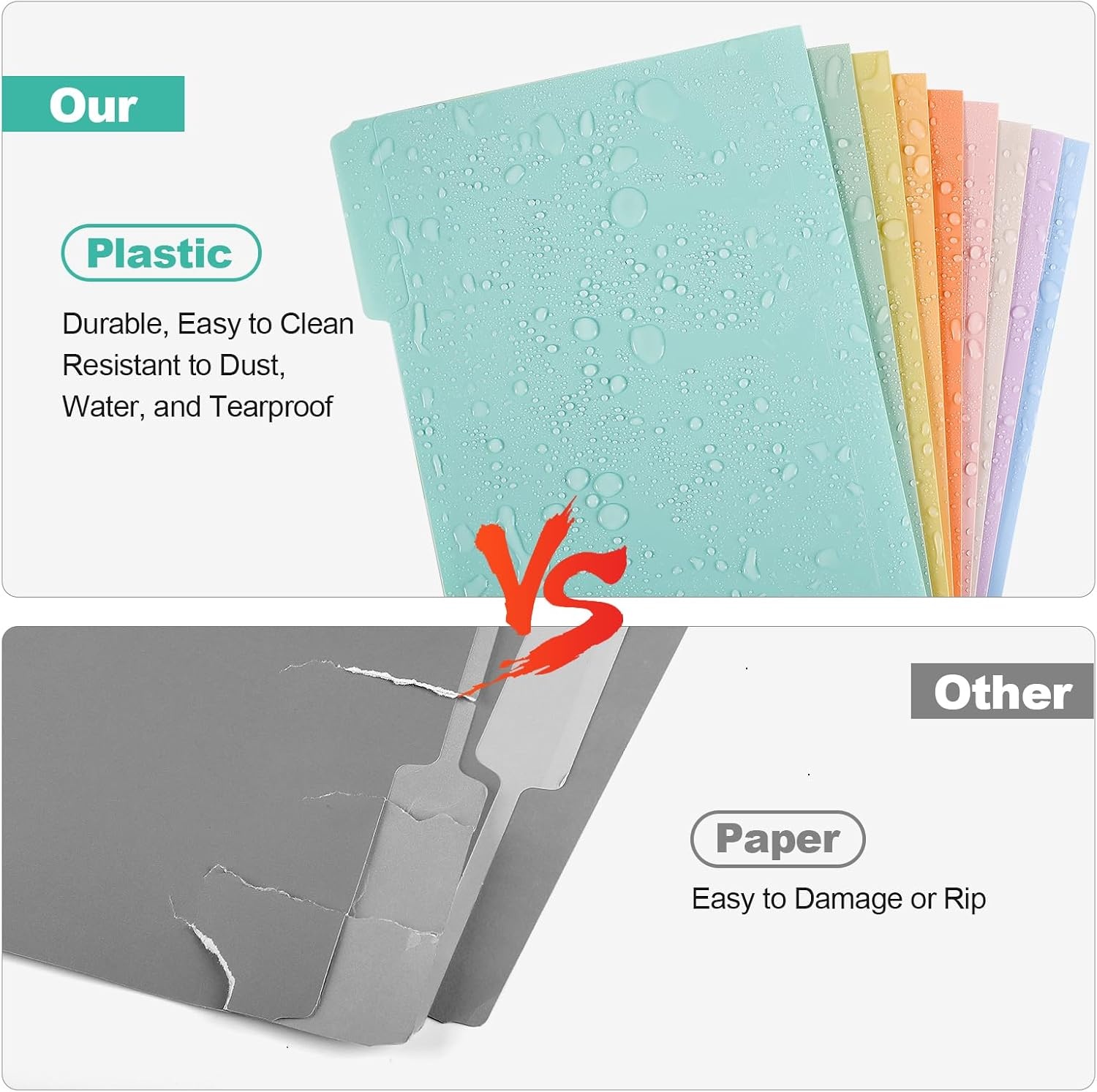 image:imageKTRIO 6 Pack Plastic File Folders Letter Size 13Cut Tabs Bright Colors WaterResistant PP Expandable 150 Pages Reusable 13Cut Tabs Letter Size Fit Vibrant Color CodingPastel Colors