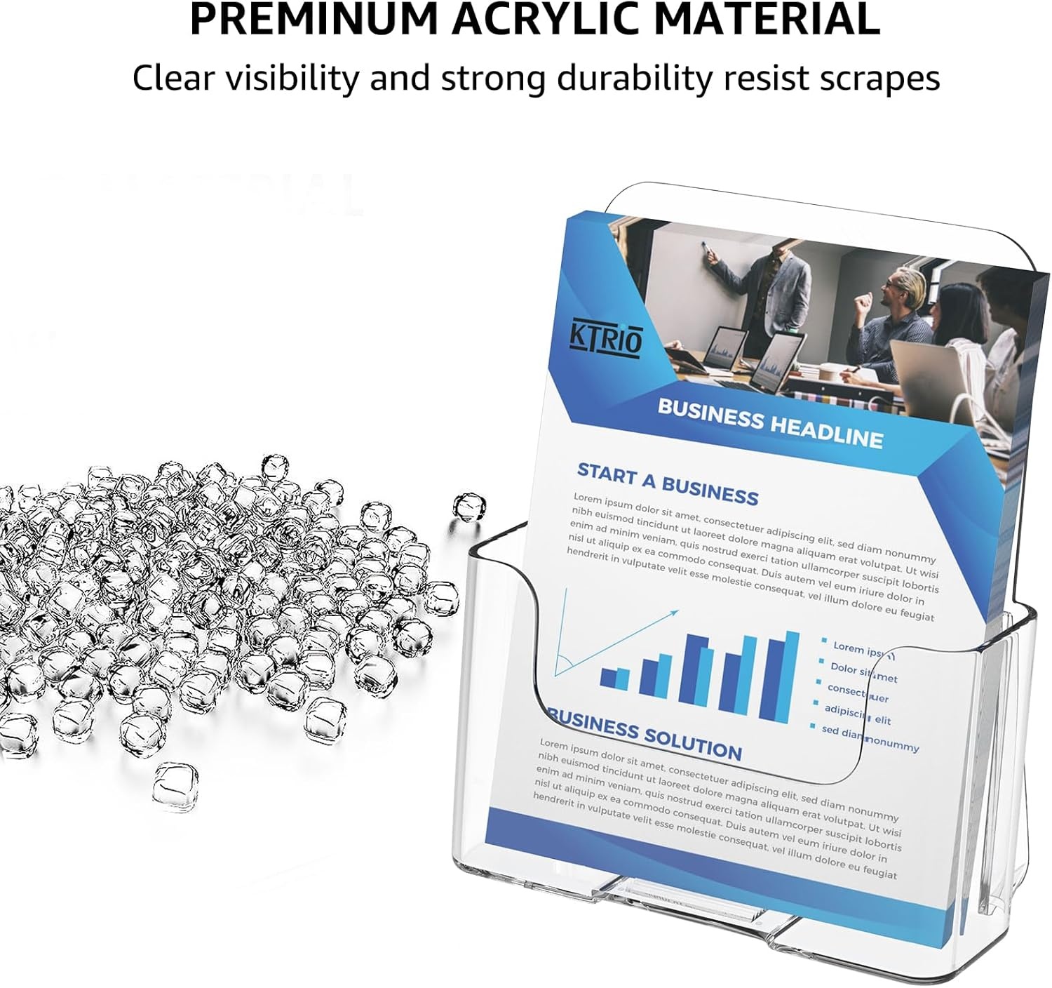 image:imageKTRIO Acrylic Brochure Holder 6 x 9 2 Pack Bifold Flyer Display Stand DesktopWallMount Clear Plastic Stand Fits 6 Wide Magazines Pamphlets Booklets Journals Menus Business Papers6 x 9