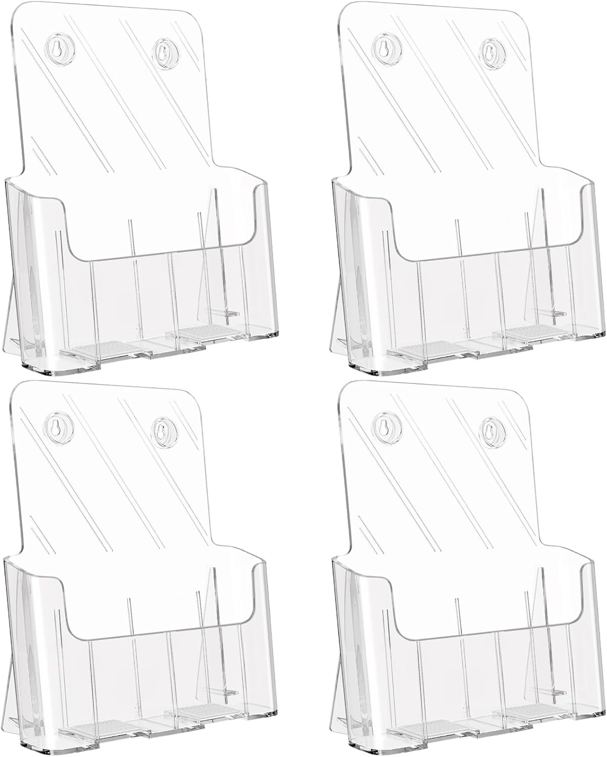 image:imageKTRIO Acrylic Brochure Holder 6 x 9 2 Pack Bifold Flyer Display Stand DesktopWallMount Clear Plastic Stand Fits 6 Wide Magazines Pamphlets Booklets Journals Menus Business Papers85 x 11