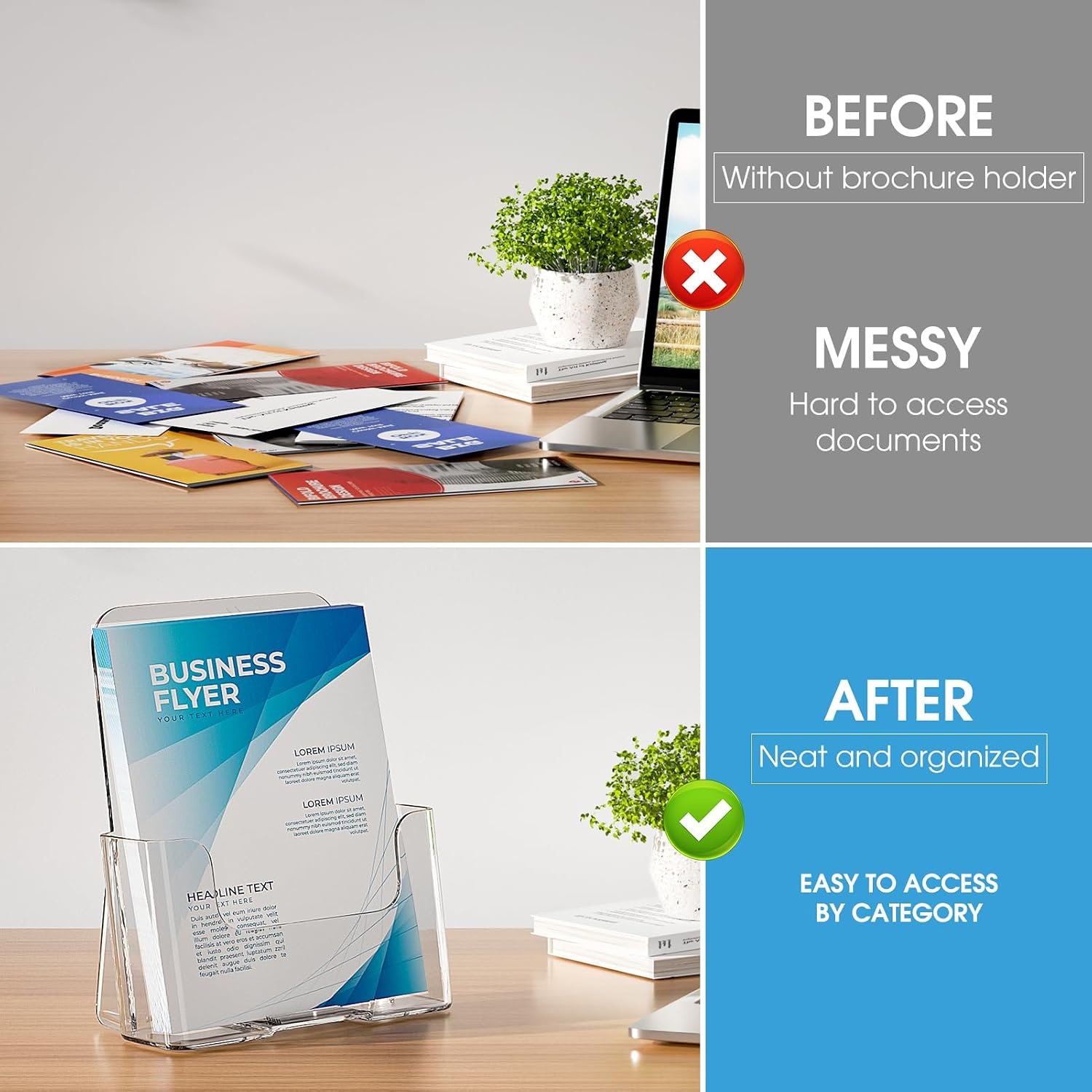 image:imageKTRIO Acrylic Brochure Holder 85 x 11 4 Pack Literature Display Stand DesktopWallMount Clear Plastic Flyers Holder Fits 85 Wide Magazines Pamphlets Documents Booklets Journals Menus6 x 9