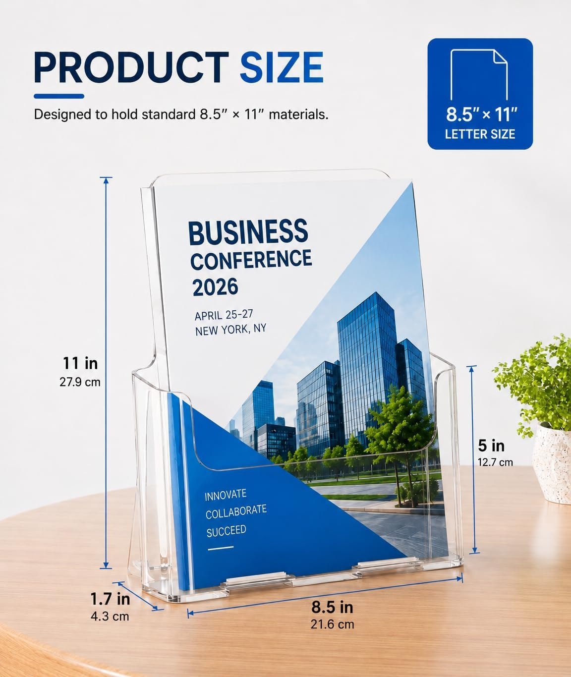 image:imageKTRIO Acrylic Brochure Holder 85 x 11 4 Pack Literature Display Stand DesktopWallMount Clear Plastic Flyers Holder Fits 85 Wide Magazines Pamphlets Documents Booklets Journals Menus85 x 11