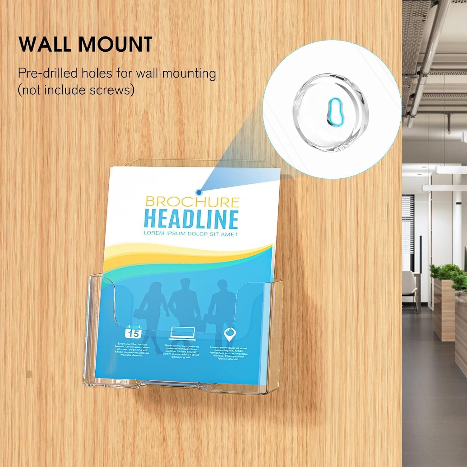 image:imageKTRIO Acrylic Brochure Holder 85 x 11 4 Pack Literature Display Stand DesktopWallMount Clear Plastic Flyers Holder Fits 85 Wide Magazines Pamphlets Documents Booklets Journals Menus6 x 9