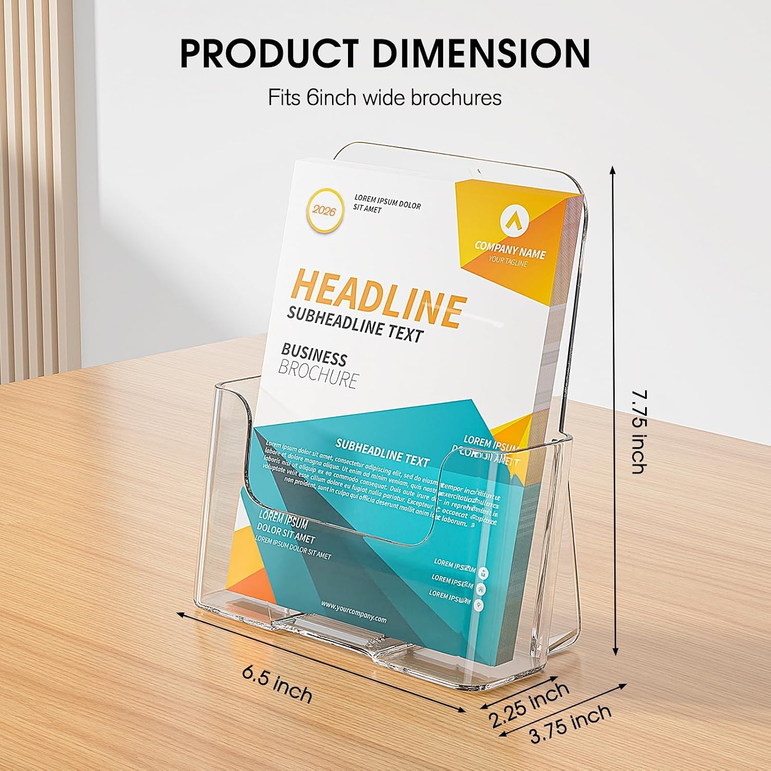 image:imageKTRIO Acrylic Brochure Holder 85 x 11 4 Pack Literature Display Stand DesktopWallMount Clear Plastic Flyers Holder Fits 85 Wide Magazines Pamphlets Documents Booklets Journals Menus6 x 9