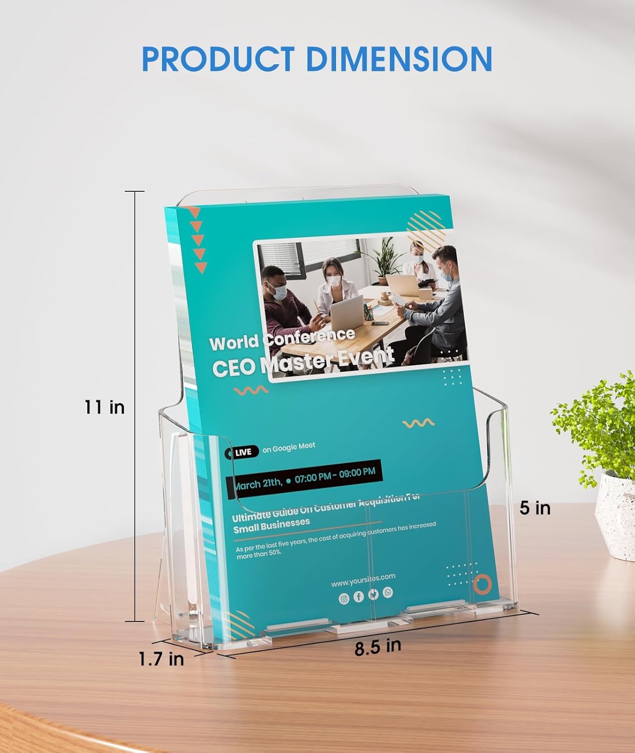 image:imageKTRIO Acrylic Brochure Holder 85 x 11 4 Pack Literature Display Stand DesktopWallMount Clear Plastic Flyers Holder Fits 85 Wide Magazines Pamphlets Documents Booklets Journals Menus85 x 11