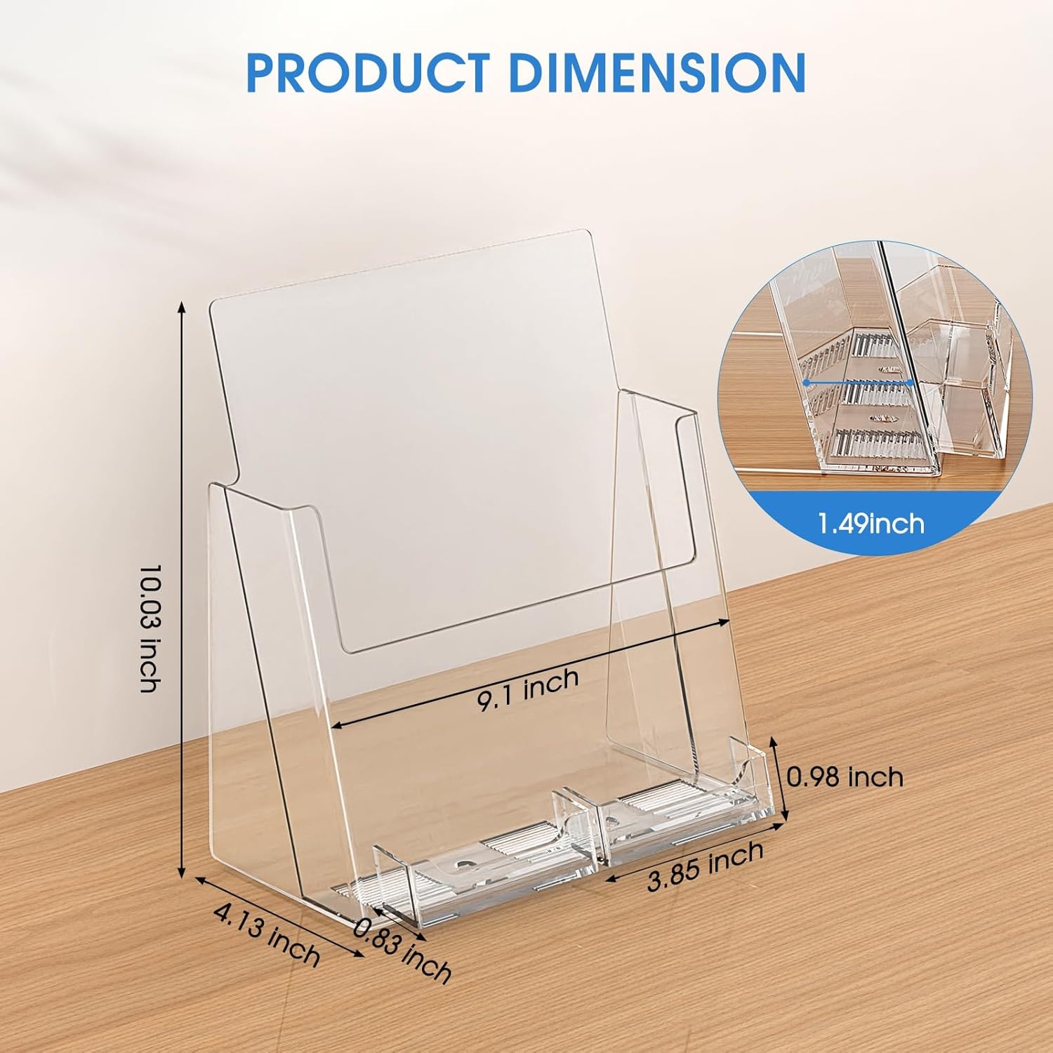 image:imageKTRIO Acrylic Brochure Holder 85x11 with Business Card Holder 2 Pack Display Flyers amp Business Cards Together Fits 85 Pamphlets Literature Magazine Sign for Office School Retail Desktop Use85 x 11