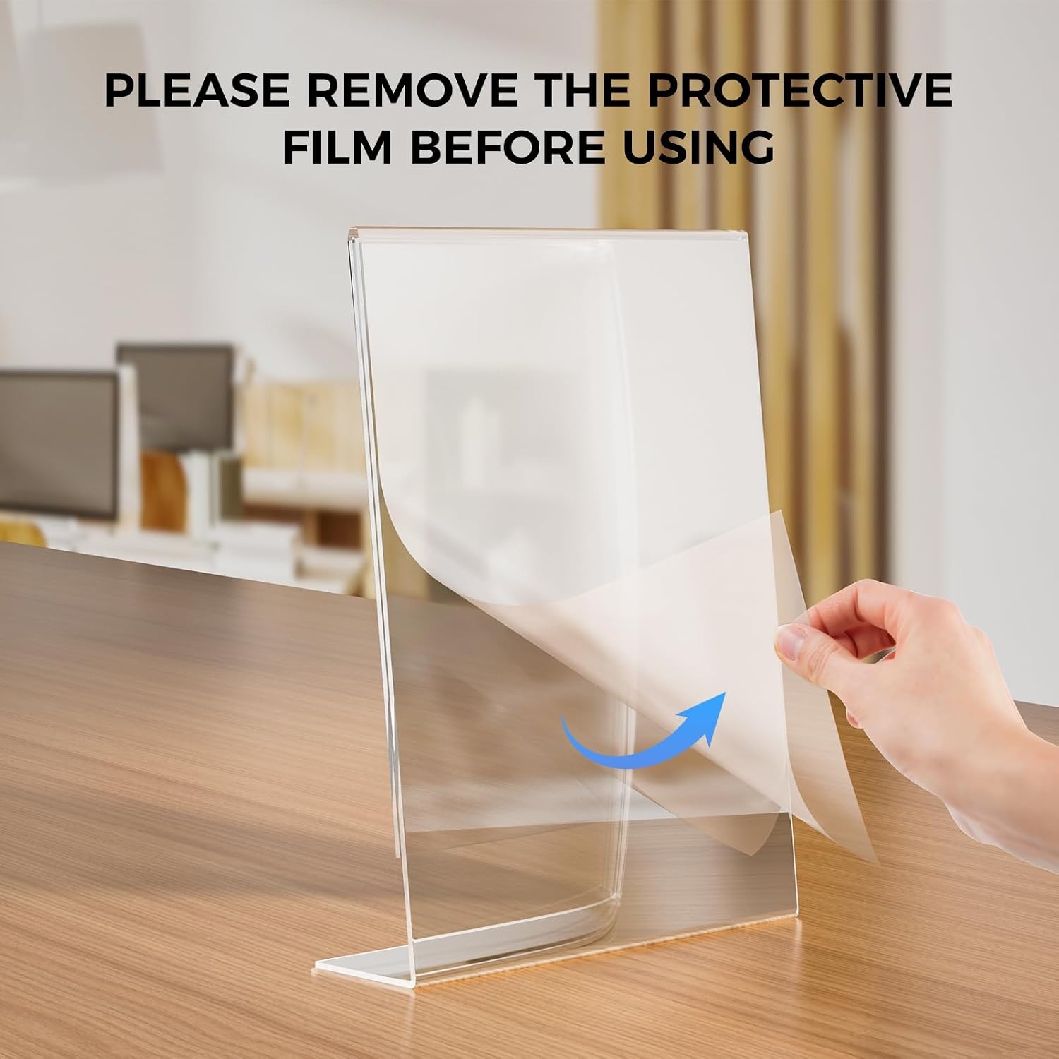 image:imageKTRIO Acrylic Sign Holder 85x11 Inches 18 Pack Clear Display Stand Paper Frame Plastic Menu Flyer Stand Slant Back Document Holder for Stores Restaurants Hotels Office