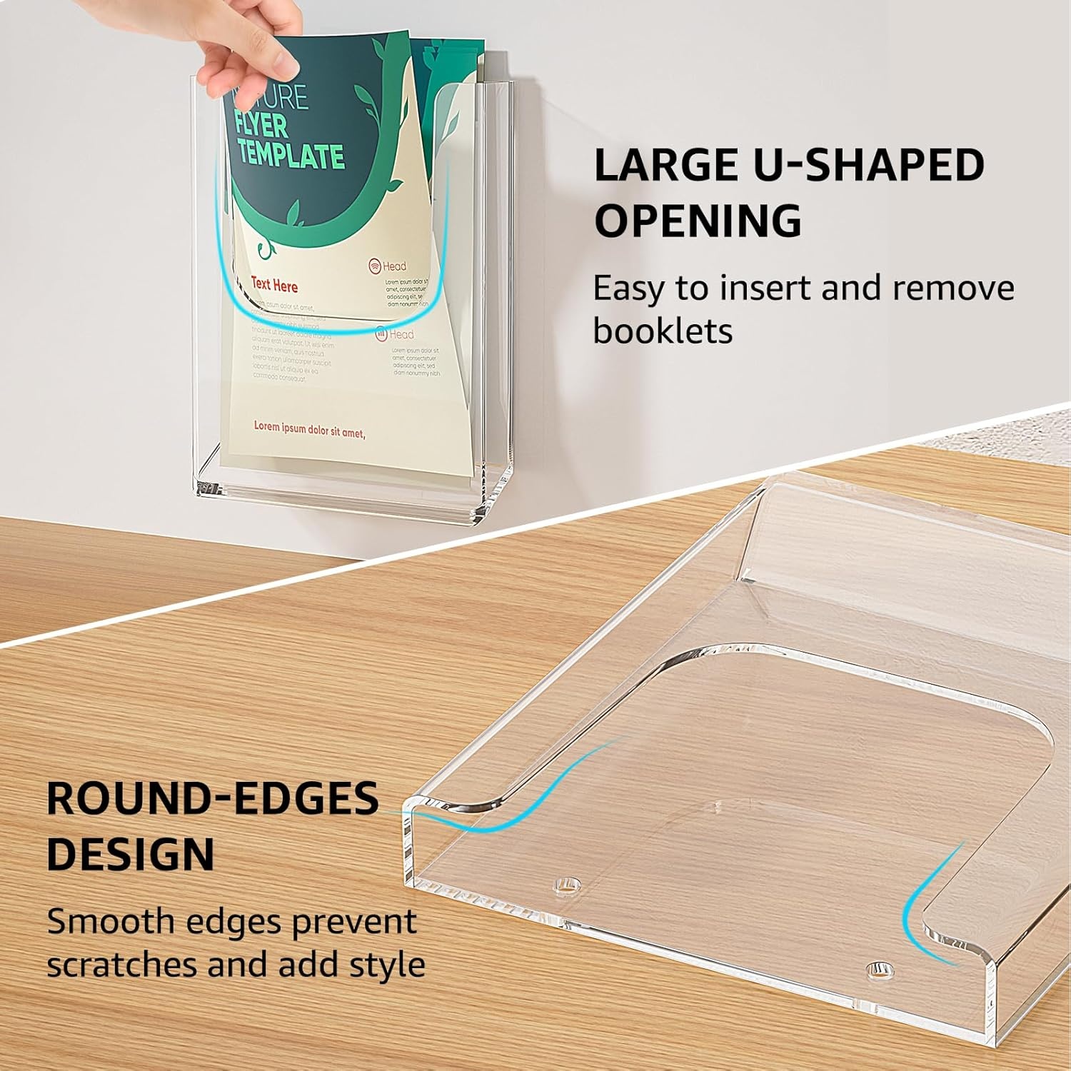 image:imageKTRIO Brochure Holder 85 x 11 Wall Mounted Magazine Flyer Holder 3 Pack Clear Acrylic Fits 85 Wide Brochures Display Pamphlets Literature for Office School Retail Exhibitions Includes Screws85 x 11 3 Pack