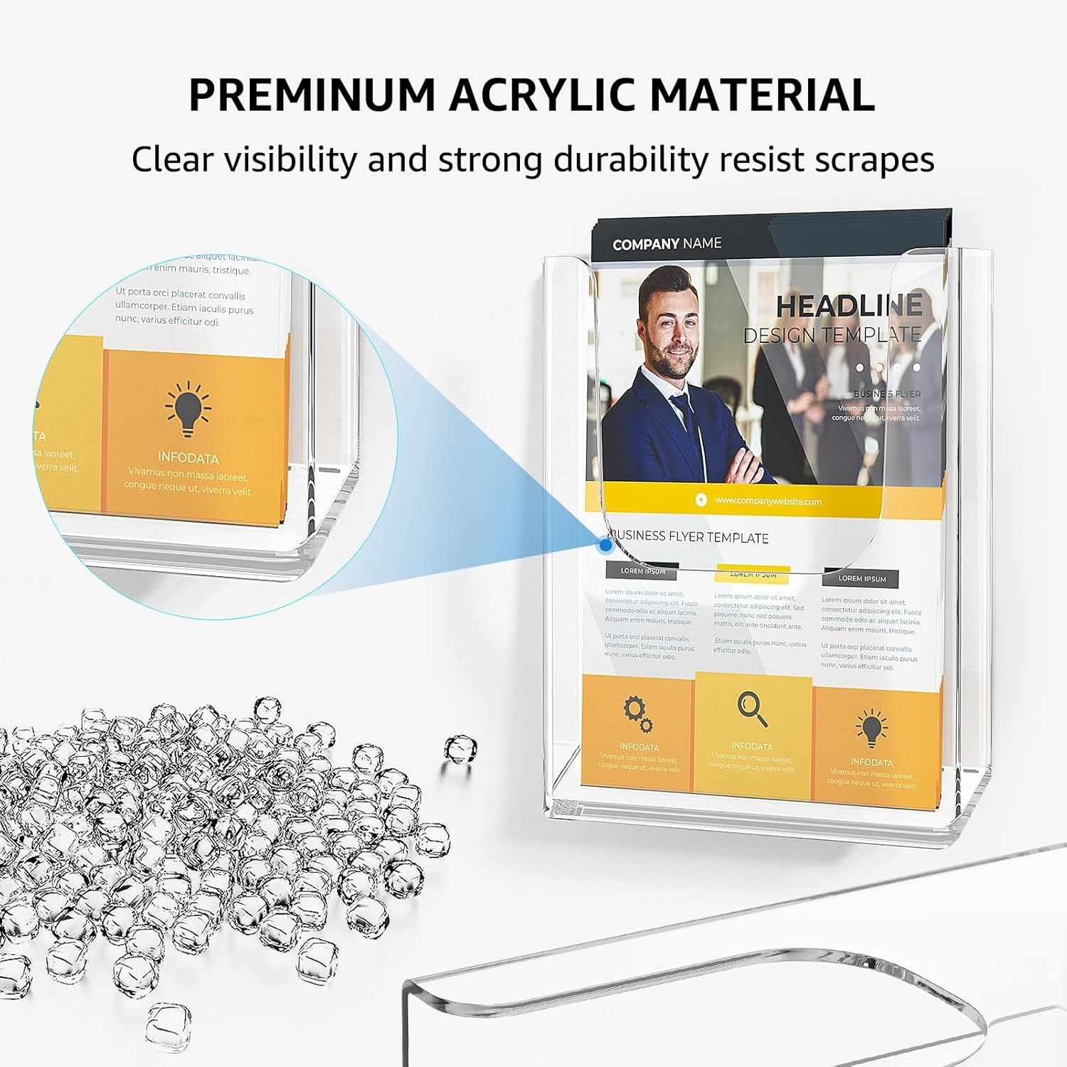 image:imageKTRIO Brochure Holder 85 x 11 Wall Mounted Magazine Flyer Holder 3 Pack Clear Acrylic Fits 85 Wide Brochures Display Pamphlets Literature for Office School Retail Exhibitions Includes Screws85 x 11 3 Pack