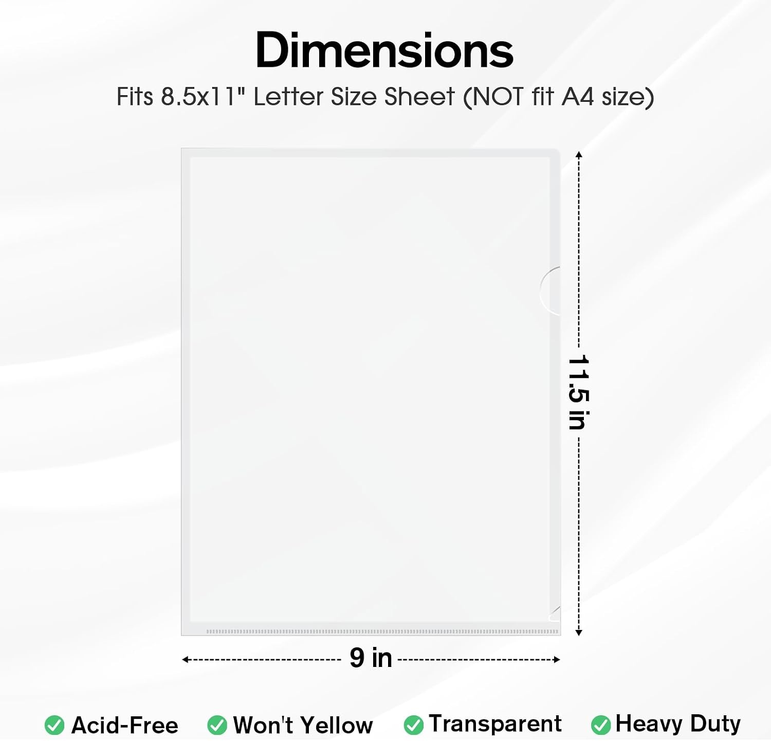 image:imageKTRIO Clear Document Folders Project Pockets for 85x11 Paper 100 Pack HeavyDuty Clear Project Pockets Transparent Letter Size Paper Sleeves LShaped Thumb Notch Design AcidFree Poly Plastic48