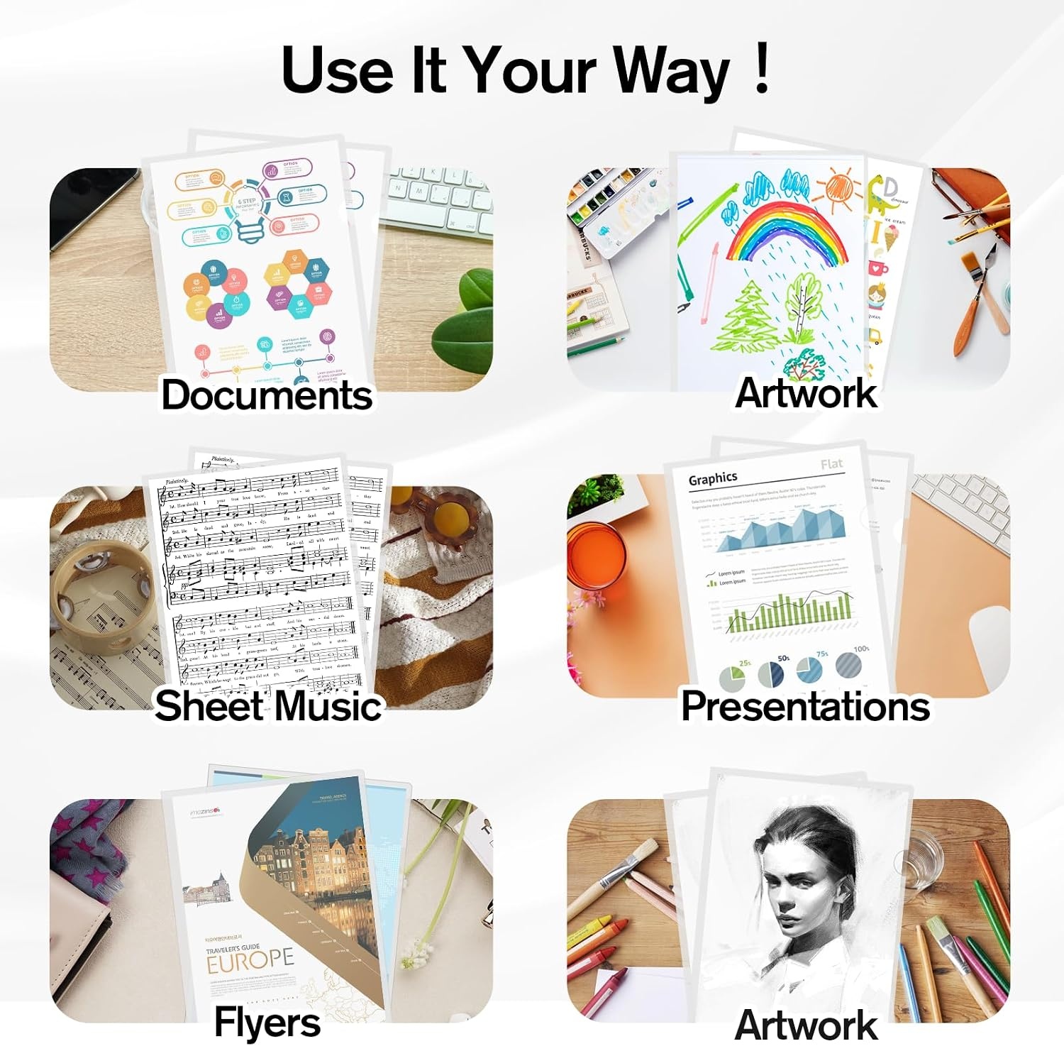 image:imageKTRIO Clear Document Folders Project Pockets for 85x11 Paper 100 Pack HeavyDuty Clear Project Pockets Transparent Letter Size Paper Sleeves LShaped Thumb Notch Design AcidFree Poly Plastic100