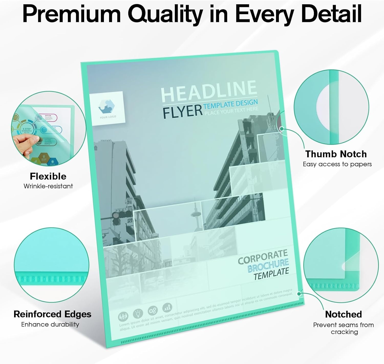image:imageKTRIO Clear Plastic Folders Project Pockets for 85x11 Document 35 Pack HeavyDuty Paper Sleeves in 5 Soft Colors Fits Letter Size Not A4 LShaped Design with Thumb Notch for Easy AccessClear Pastel Colors