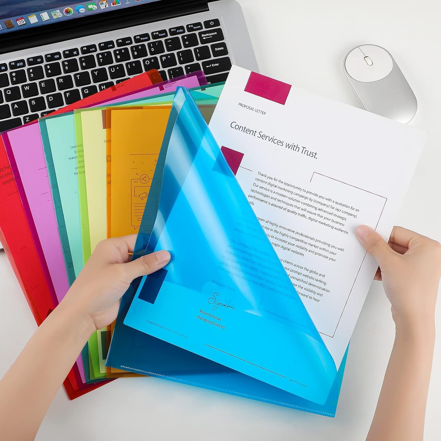 image:imageKTRIO Clear Plastic Folders Project Pockets for 85x11 Document 35 Pack HeavyDuty Paper Sleeves in 5 Soft Colors Fits Letter Size Not A4 LShaped Design with Thumb Notch for Easy Access6 Bright Colors