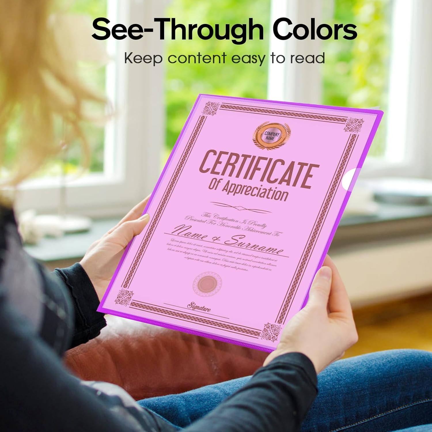 image:imageKTRIO Clear Plastic Folders Project Pockets for 85x11 Document 35 Pack HeavyDuty Paper Sleeves in 5 Soft Colors Fits Letter Size Not A4 LShaped Design with Thumb Notch for Easy Access6 Bright Colors