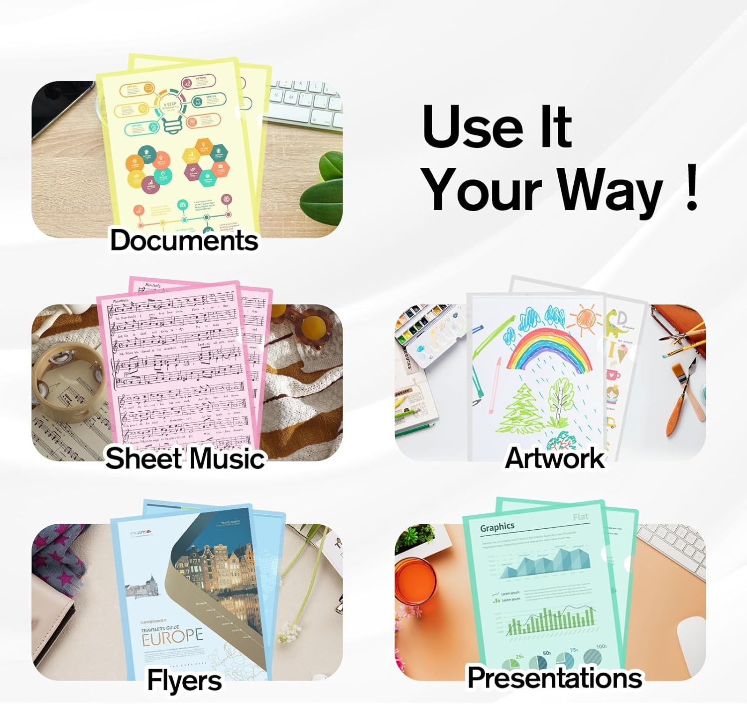 image:imageKTRIO Clear Plastic Folders Project Pockets for 85x11 Document 35 Pack HeavyDuty Paper Sleeves in 5 Soft Colors Fits Letter Size Not A4 LShaped Design with Thumb Notch for Easy AccessClear Pastel Colors