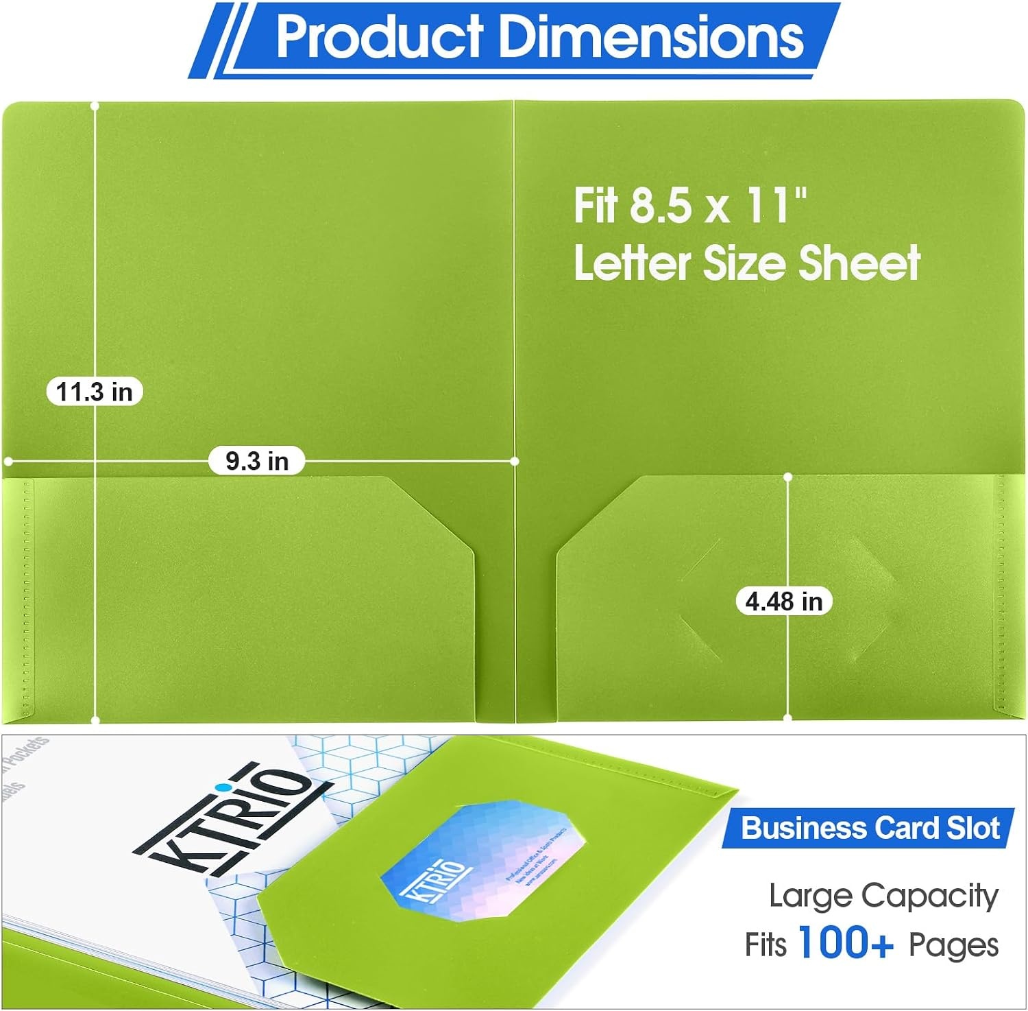 image:imageKTRIO Plastic Folders with Pockets 6 Pack Heavy Duty 2 Pocket Folders with Business Card Slot and Labels for School Office Home