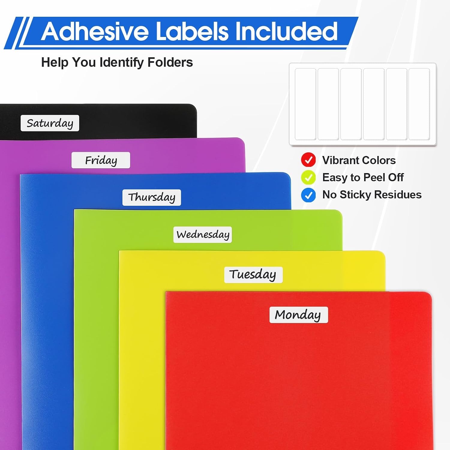 image:imageKTRIO Plastic Folders with Pockets 6 Pack Heavy Duty 2 Pocket Folders with Business Card Slot and Labels for School Office Home