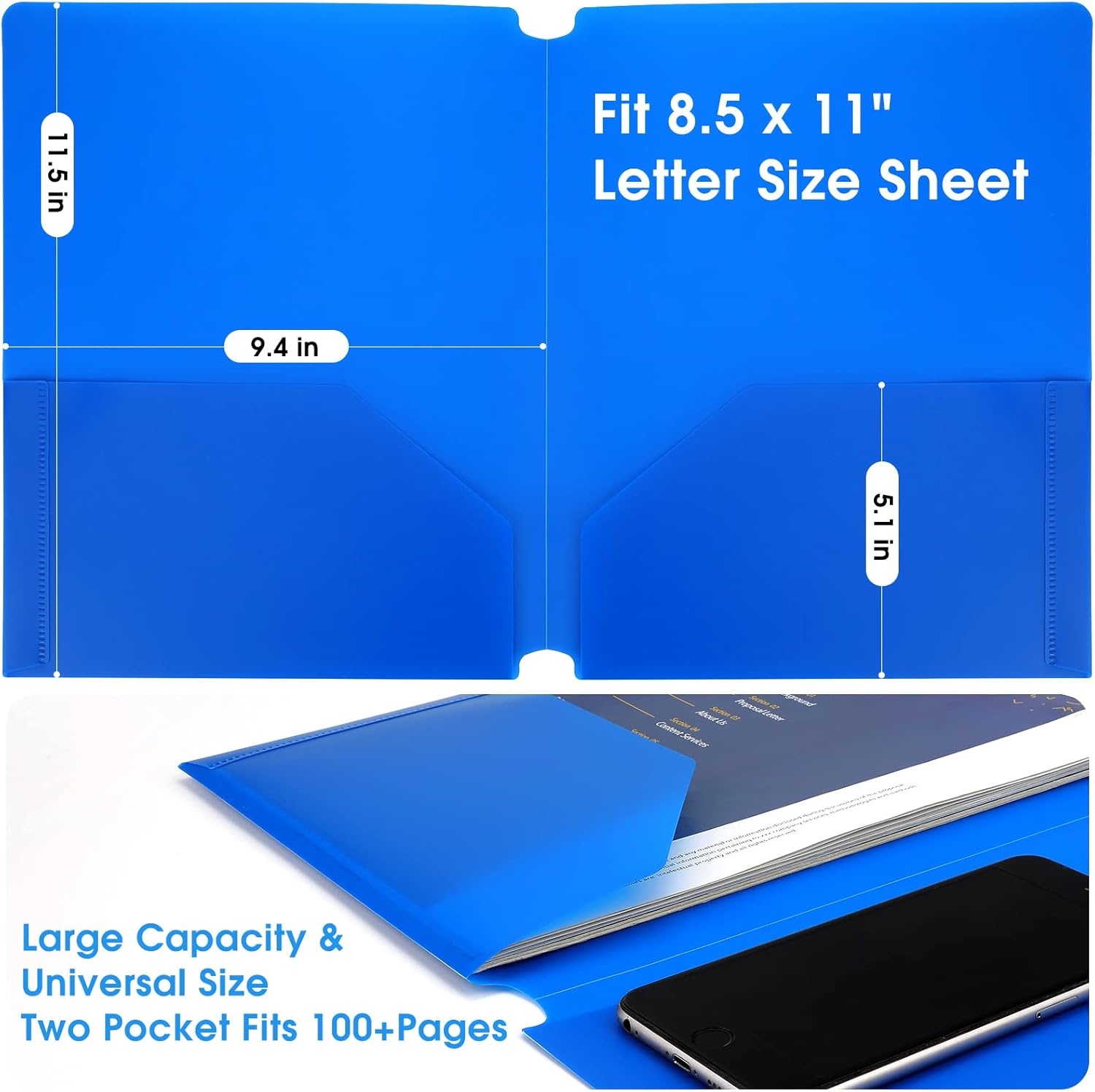 image:imageKTRIO Pocket Folders 6 Pack Plastic Folders with Pockets Colored Heavy Duty 2 Pocket File Folders Letter Size Poly Folders Plastic Pocket Folder for School Office