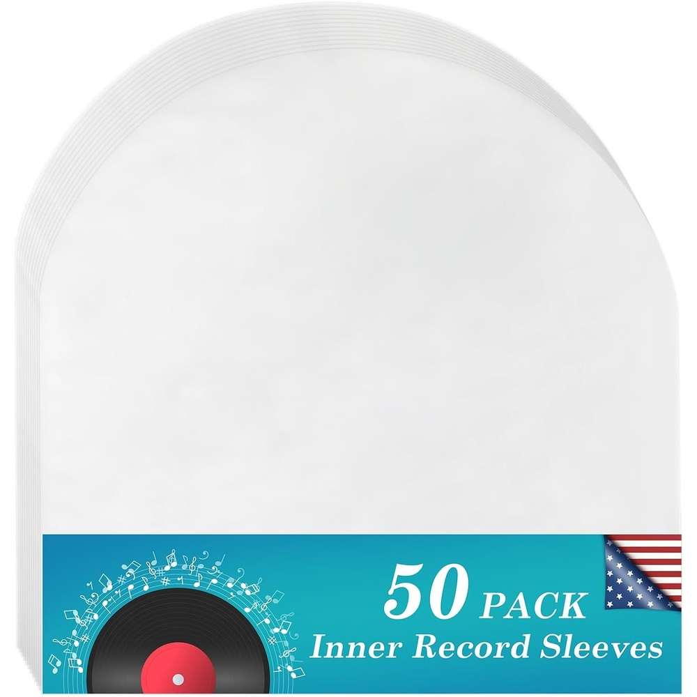 image:imageKTRIO 50 Pcs Vinyl Record Inner Sleeves 33RPM 12 Album Covers Anti Static Round Bottom LP Inner Sleeves for Vinyl Records