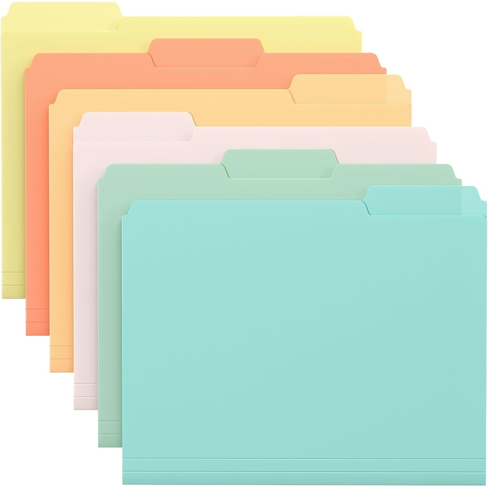 image:imageKTRIO 6 Pack Plastic File Folders Letter Size 13Cut Tabs Bright Colors WaterResistant PP Expandable 150 Pages Reusable 13Cut Tabs Letter Size Fit Vibrant Color CodingPastel Colors