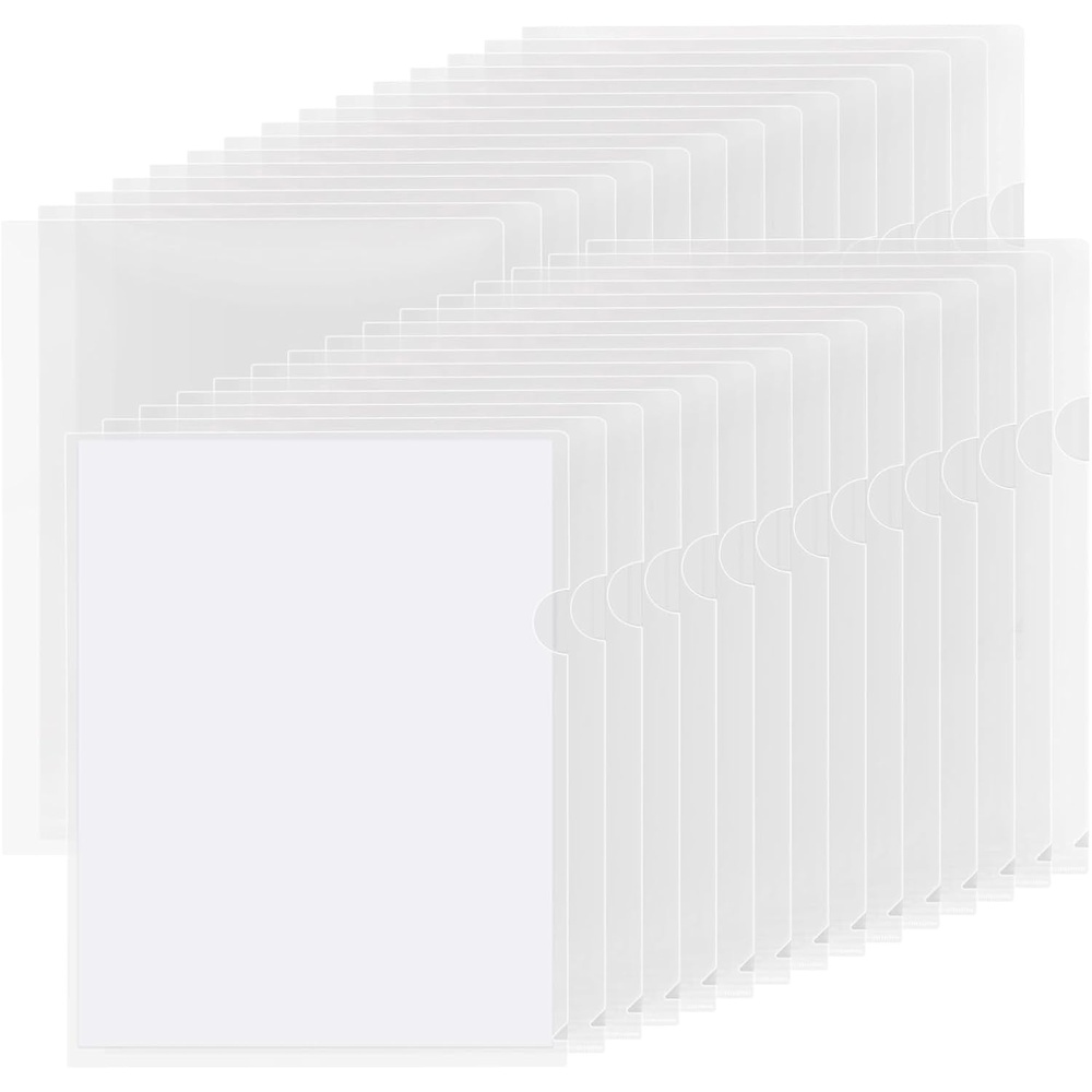 image:imageKTRIO Clear Document Folders Project Pockets for 85x11 Paper 100 Pack HeavyDuty Clear Project Pockets Transparent Letter Size Paper Sleeves LShaped Thumb Notch Design AcidFree Poly Plastic48