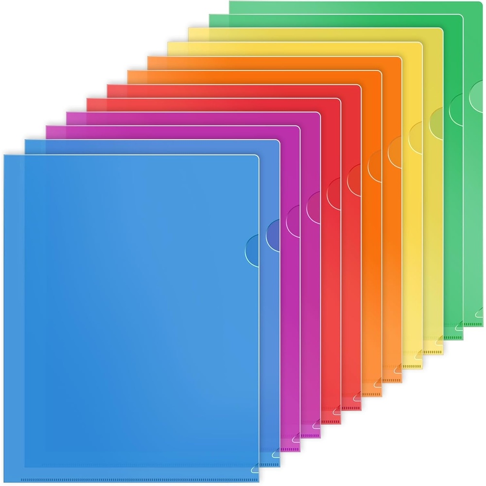 image:imageKTRIO Clear Plastic Folders Project Pockets for 85x11 Document 35 Pack HeavyDuty Paper Sleeves in 5 Soft Colors Fits Letter Size Not A4 LShaped Design with Thumb Notch for Easy Access6 Bright Colors