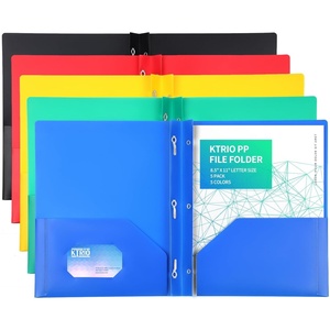 image:imageKTRIO 10 Pack Plastic Pocket Folders 3 Prong Letter Size 5 Pastel Colors  3 Prong Fasteners 2 Pocket Storage Business Card Slot WaterResistant PP School Office UseVibrant Colors