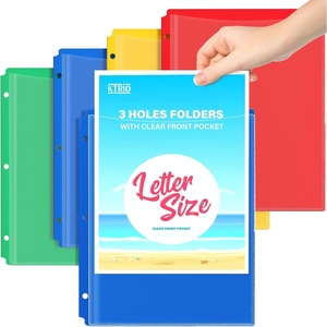 image:imageKTRIO 16 Pack 2 Pocket 3 Prong Folders Clear Front Pocket 4 Colors  Letter Size Fit WaterResistant PP Business Card Slot 2 Pocket Storage School Office Use4 Pack