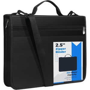image:imageKTRIO 3 Ring Zipper Binder 12 Tab Expanding File 300 Sheets Black  Durable Fabric Cover 12 Tab Expanding File 300 Sheet Capacity Zipper Storage Handle amp Shoulder StrapBlack